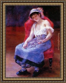 Pierre-auguste Cot Framed Paintings - Sleeping Girl by Pierre Auguste Renoir