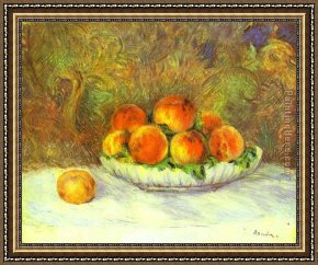 Life Framed Paintings - Still Life with Peaches by Pierre Auguste Renoir