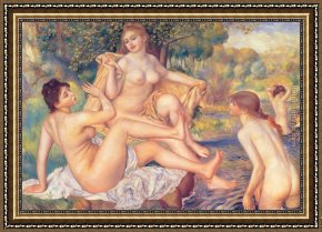 Pierre-auguste Cot Framed Paintings - The Large Bathers by Pierre Auguste Renoir