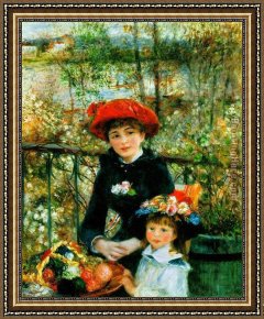 Pierre-auguste Cot Framed Paintings - Two Sisters on the Terrace by Pierre Auguste Renoir