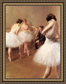 Ballet Framed Paintings - The Ballet Lesson by Pierre Carrier-Belleuse