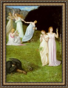 The Death of Demosthenes Framed Paintings - Death and the Maiden by Pierre Cecile Puvis de Chavannes