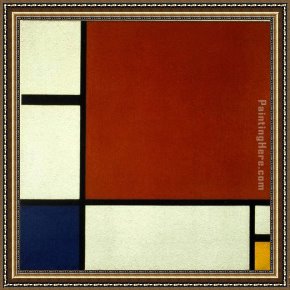 Yellow Framed Paintings - Composition II in Red Blue and Yellow by Piet Mondrian