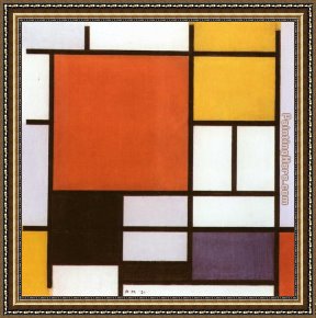 Composition II in Red Blue And Yellow Framed Paintings - Composition with Red Yellow by Piet Mondrian