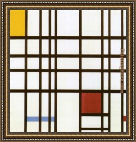 Yellow Framed Paintings - Composition with Red Yellow and Blue by Piet Mondrian