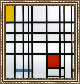 Yellow Framed Paintings - Composition with Yellow Blue and Red by Piet Mondrian