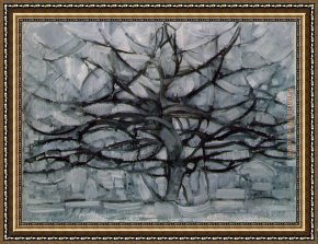 Trees Framed Paintings - Gray Tree by Piet Mondrian