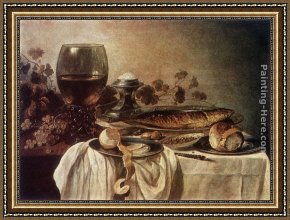 Breakfast Framed Paintings - Breakfast Piece by Pieter Claesz