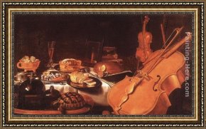 Instruments Framed Paintings - Still Life with Musical Instruments by Pieter Claesz
