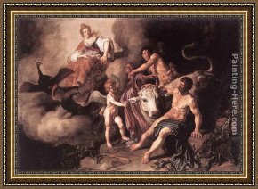 Jupiter And Antiope Framed Paintings - Juno Discovering Jupiter with Io by Pieter Lastman
