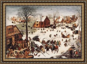Elders Framed Paintings - The Numbering at Bethlehem by Pieter the Elder Bruegel