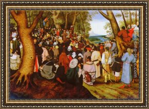 Christ of Saint John of The Cross Framed Paintings - A LandScape With Saint John The Baptist Preaching by Pieter the Younger Brueghel