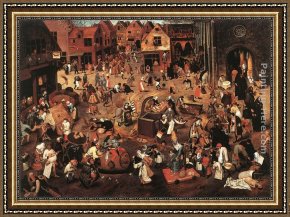 Carnival of Harlequin Framed Paintings - Battle of Carnival and Lent by Pieter the Younger Brueghel