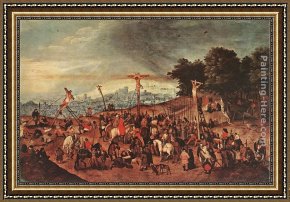 Crucifixion Framed Paintings - Crucifixion by Pieter the Younger Brueghel