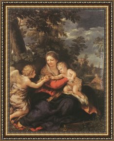 Flight Framed Paintings - Holy Family Resting on the Flight to Egypt by Pietro da Cortona