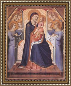 Virgin Enthroned with Angels Framed Paintings - Madonna Enthroned with Angels by Pietro Lorenzetti