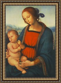 Child Framed Paintings - Madonna with Child by Pietro Perugino