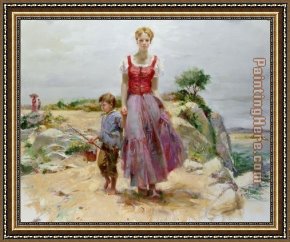 A Peaceful Retreat Framed Paintings - Cliffside Retreat by Pino