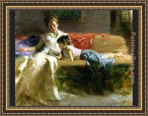 Reading a Book Framed Paintings - Late Night Reading by Pino