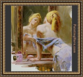 Early Sunday Morning Framed Paintings - Morning Reflections by Pino