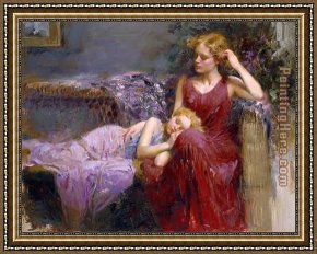 The Foster Mother Framed Paintings - MOTHER'S LOVE by Pino