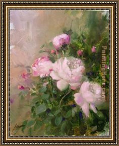 Garden Framed Paintings - ROSE GARDEN by Pino