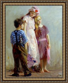 Spirits at Play II Framed Paintings - The Spirit of Love by Pino