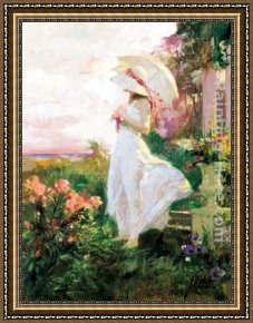 Summer Framed Paintings - The Summer Parasol by Pino