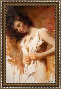 The White Rose Framed Paintings - WHITE DRESS by Pino