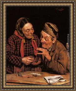 An Old Money-lender Framed Paintings - The Money Counter by Pompeo Massani