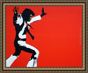 The King And The Beggar-maid Framed Paintings - king elvis on red by Pop art