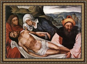Entombment Framed Paintings - Entombment by Quentin Massys