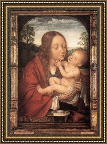 Virgin And Child Framed Paintings - Virgin and Child in a Landscape by Quentin Massys