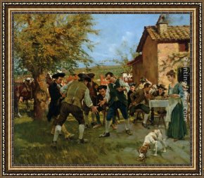 Rio Della Maddalena Framed Paintings - Il gioco della morra by Raffaelo Sorbi