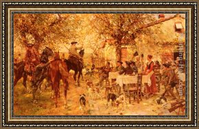 A Hunting Morn Framed Paintings - The Departure of the Hunting Party by Raffaelo Sorbi