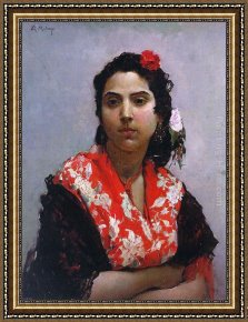 Raimundo De Madrazo Y Garreta Framed Paintings - A Gypsy by Raimundo de Madrazo y Garreta