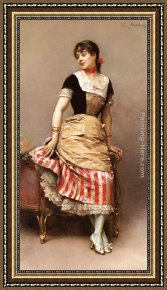 Raimundo De Madrazo Y Garreta Framed Paintings - A Portrait of Aline Masson Leaning on a Sofa by Raimundo de Madrazo y Garreta