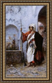 Raimundo De Madrazo Y Garreta Framed Paintings - Arab Warrier by Raimundo de Madrazo y Garreta