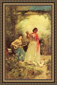 Raimundo De Madrazo Y Garreta Framed Paintings - Bella y Canto by Raimundo de Madrazo y Garreta