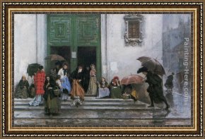 Raimundo De Madrazo Y Garreta Framed Paintings - Coming out of Church by Raimundo de Madrazo y Garreta