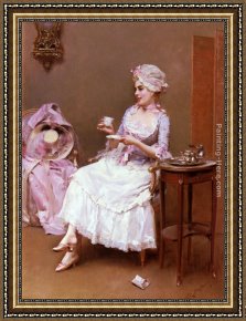 Raimundo De Madrazo Y Garreta Framed Paintings - Hot Chocolate by Raimundo de Madrazo y Garreta
