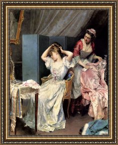Raimundo De Madrazo Y Garreta Framed Paintings - La Toilette by Raimundo de Madrazo y Garreta