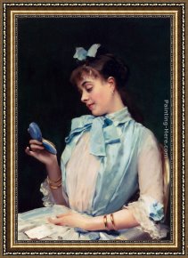 Raimundo De Madrazo Y Garreta Framed Paintings - Portrait Of Aline Mason In Blue by Raimundo de Madrazo y Garreta