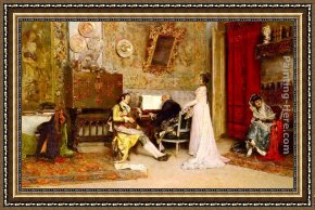 Lessons Learned by Eyears Framed Paintings - The Music Lesson by Raimundo de Madrazo y Garreta