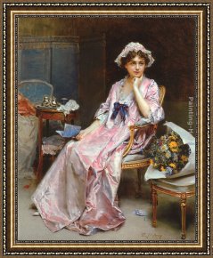 Raimundo De Madrazo Y Garreta Framed Paintings - The Reluctant Mistress by Raimundo de Madrazo y Garreta