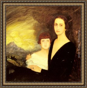 The Daughters of Judah in Babylon Framed Paintings - Mother and Daughter by Ramon De Zubiaurre
