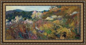 Entre Las Flores Framed Paintings - ENTRE TIERRAS YERMAS VESTIDOS by Ramon Vilanova