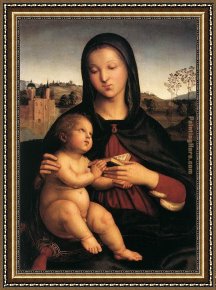Child Framed Paintings - Madonna and Child with Book by Raphael