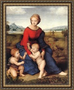 Madonna Framed Paintings - Madonna of Belvedere by Raphael