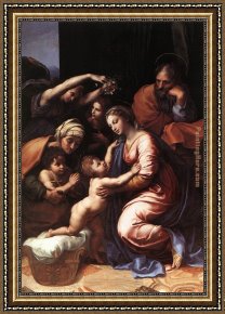 Family Making Music Framed Paintings - The Holy Family by Raphael